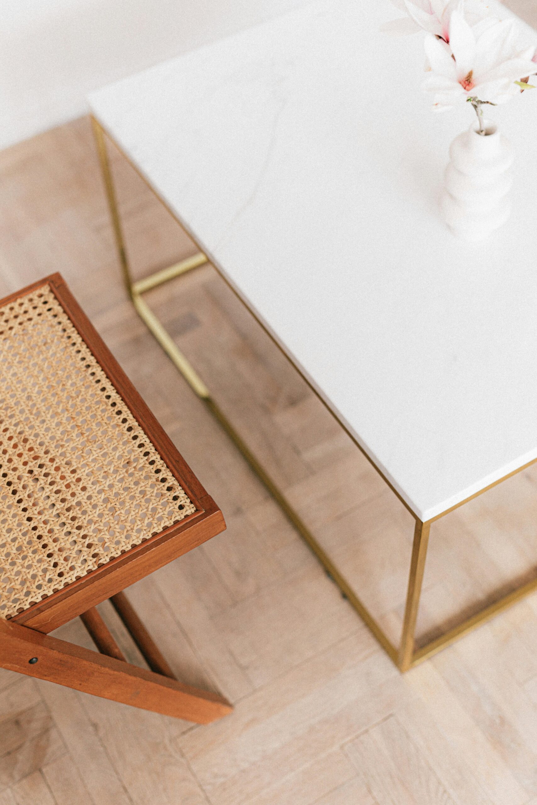 White rectangular table